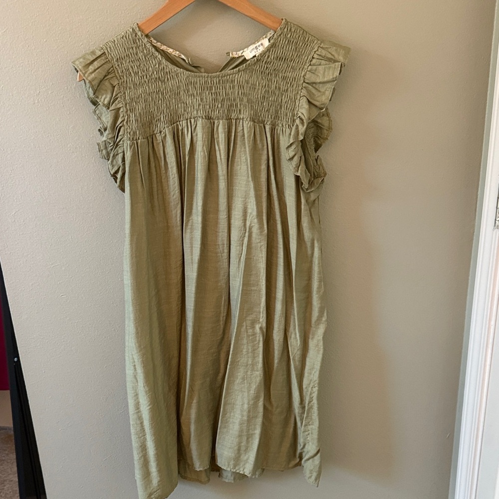 Olive Green Ruffle Dress